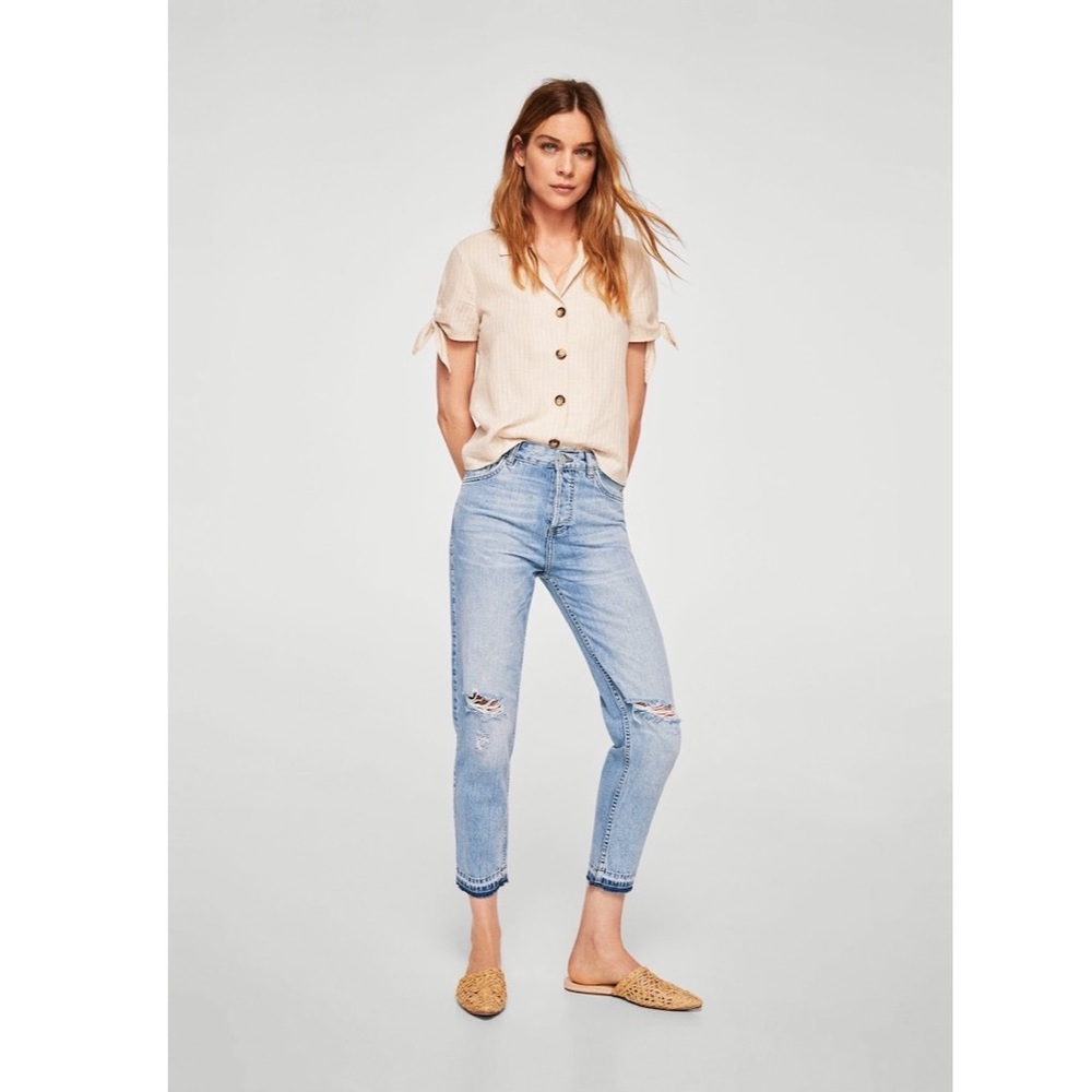Mango Sky Blue Ankle Jeans